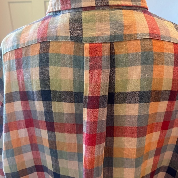 Brooks Brothers 100% Linen Multicolored Check Button Down Men's Shirt Excellent - Picture 9 of 14